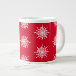 Julrött Ornamental G-Clef Snowflake Mönster Jumbo Mugg