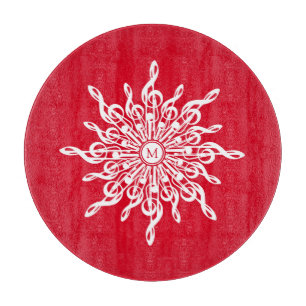 Julrött Ornamental Monogram G-Clef Snowflake