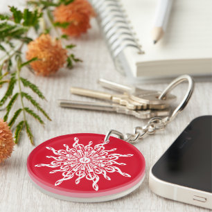 Julrött Ornamental Monogram G-Clef Snowflake