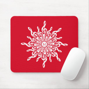 Julrött Ornamental Monogram G-Clef Snowflake Musmatta