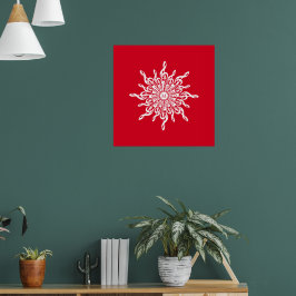 Julrött Ornamental Monogram G-Clef Snowflake Poster