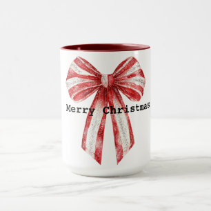 Julrött peppermint White Bows Mugg