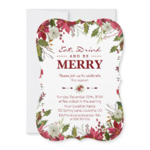 Julrött Poinsettia Drick och var Merry