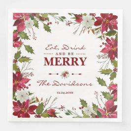 Julrött Poinsettia Drick och var Merry Pappersservett