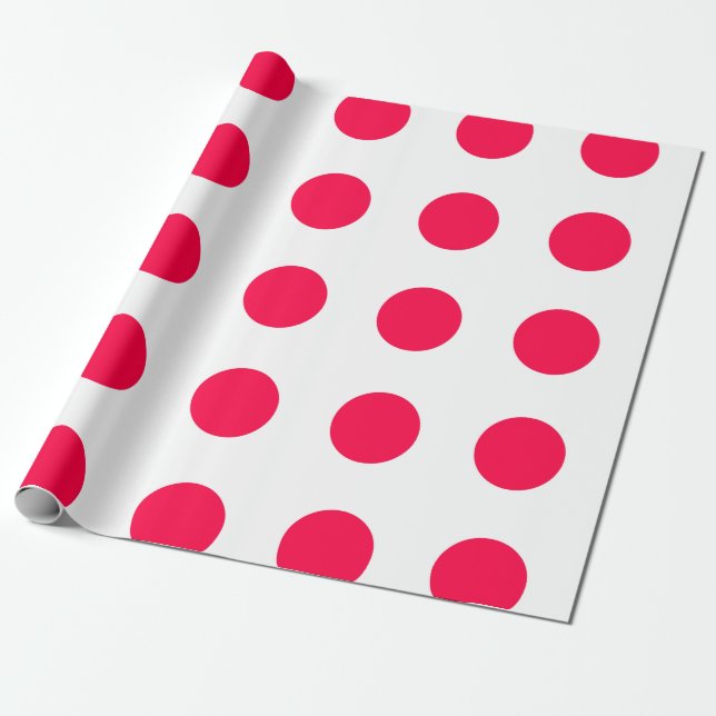 Julrött Polka dots White Template Elegant Presentpapper (Utrullad)