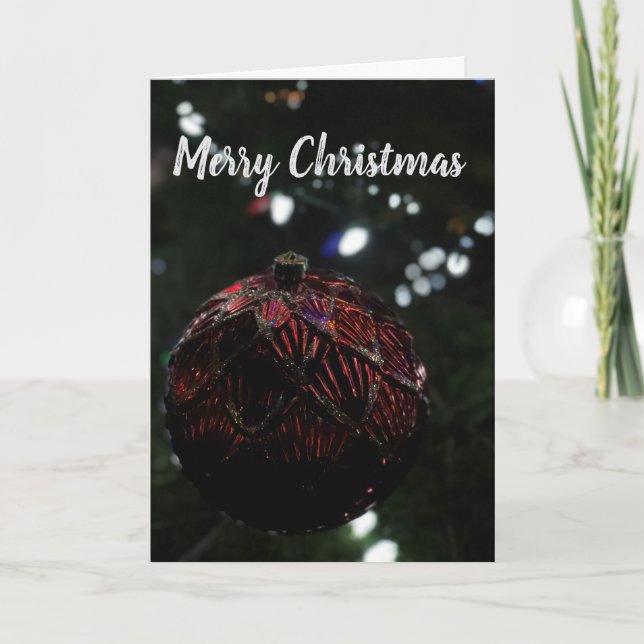 Julrött prydnadsföremål helgkort (Framsida)