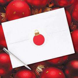 Julrött prydnadsföremål runt klistermärke