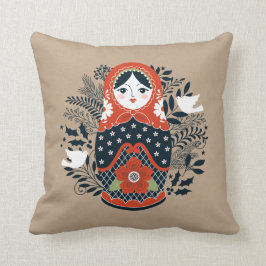 Julrött svart docka kudde