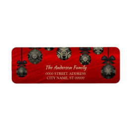 Julrött svart Helgdagar, Elegant, vinter Returadress Etikett