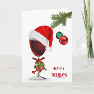 Julrött Vin med Santa Hat Kort