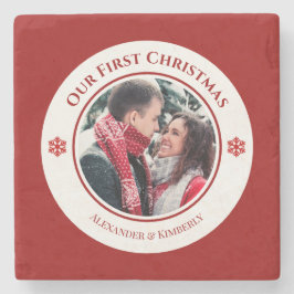 Julrött vit cirkel med övre Grund texter Stenunderlägg