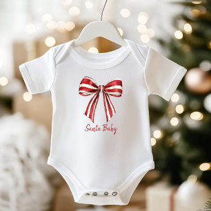 Julrött   Vit Coquette Bow Santa Baby T Shirt