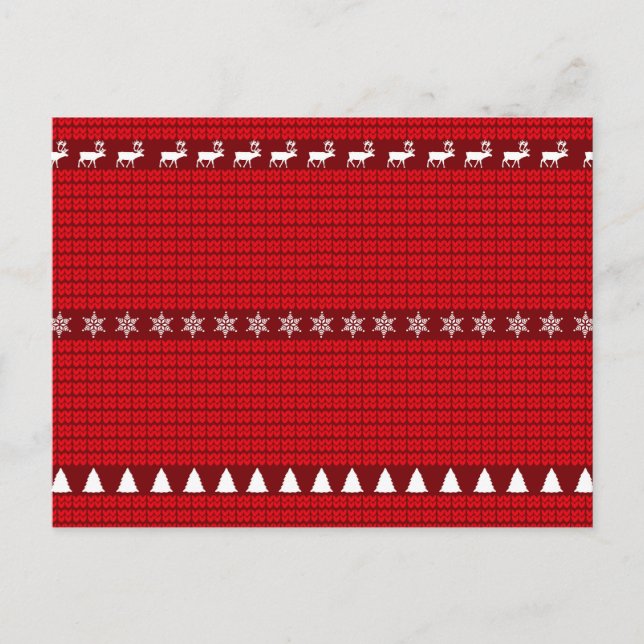 Julrött vitt kniserat sötare helg vykort (Framsida)