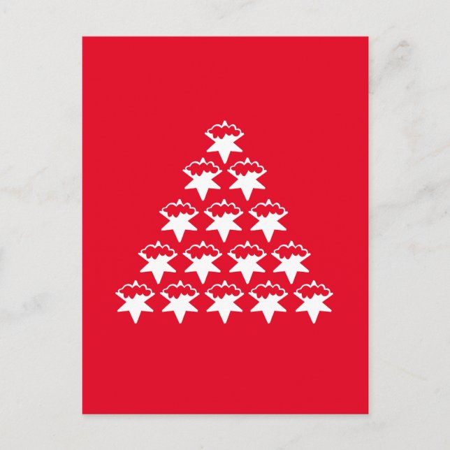 Julrött vitt nu Stars Träd Vykort (Framsida)