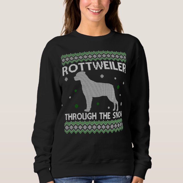Julrottweiler genom Snö T Shirt (Framsida)