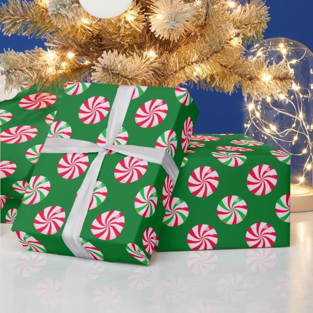 Julrund Pepparmyntkonfekt Grön  Presentpapper (Helgdagar)