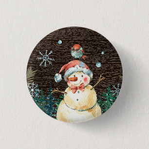 Julrundan Cute Snögubbe & Woodland Animals Knapp