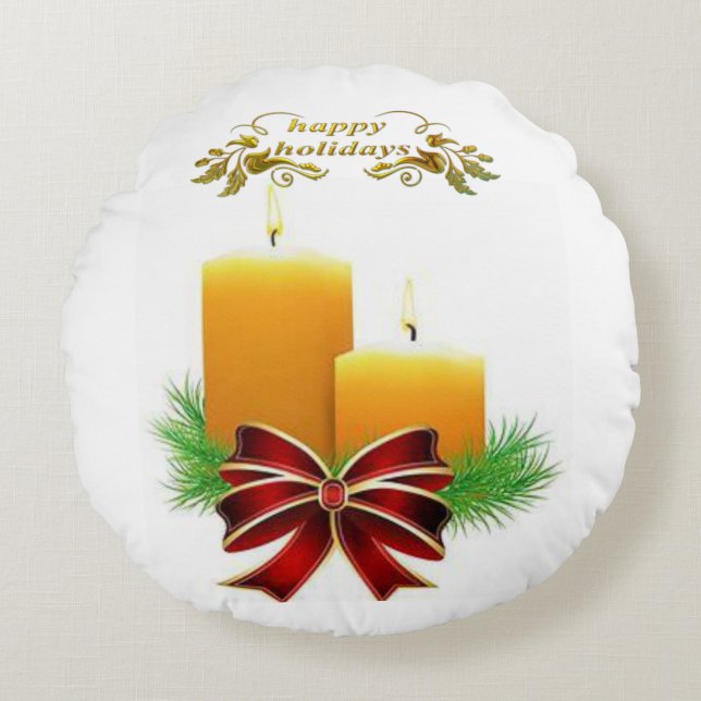 Julrundan Pillow, Glad helg Rund Kudde (Framsidan)