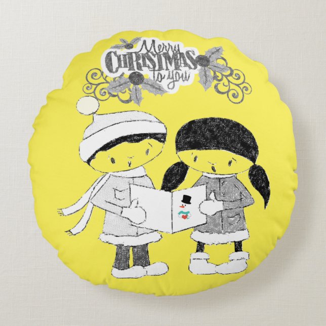 Julrundan Pillow, God jul Rund Kudde (Framsidan)