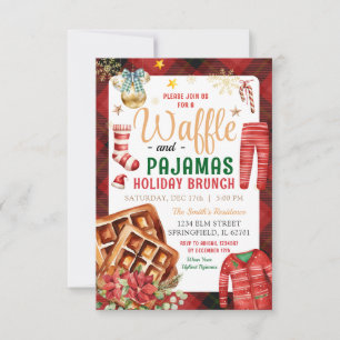 Julrutig våffel och pyjamasas Holiday Brunch Inbjudningar