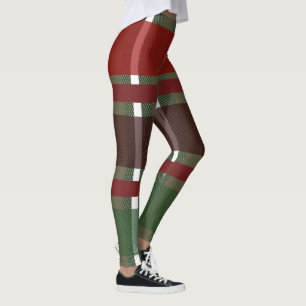 Julrutiga gröna burgunderfärgade Leggings