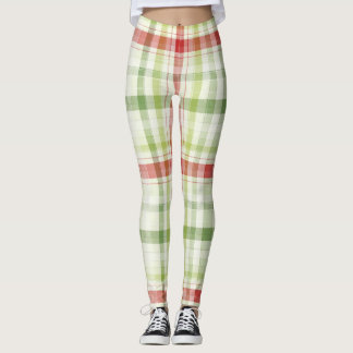 Julrutigt rutmönster i rött och grönt leggings
