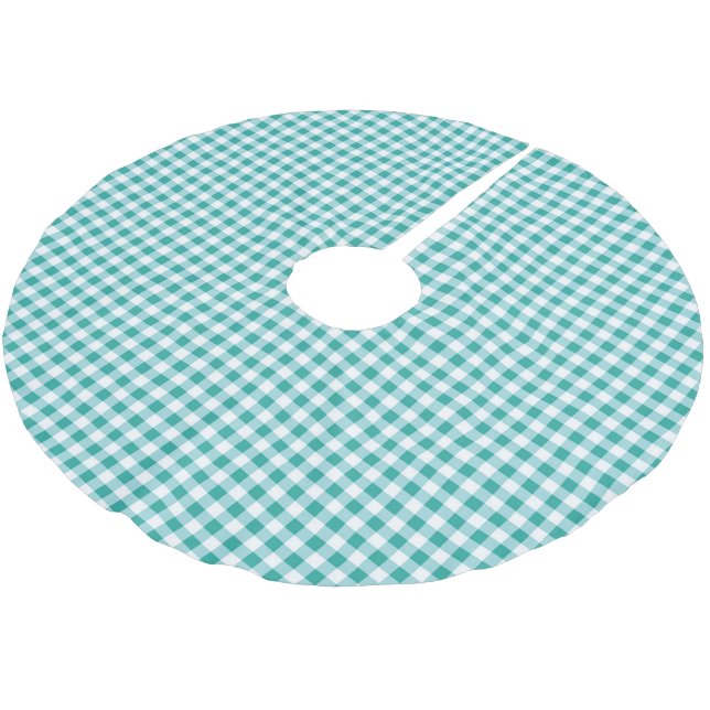 Julrutigt teal vitt julgransmatta borstad polyester (Vinklad)