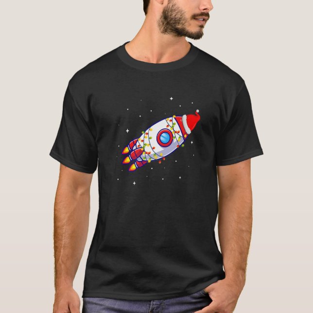 Julrymden Rocket Pajama Top Santa Space Them T Shirt (Framsida)