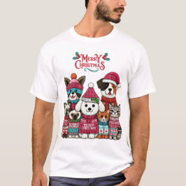 Julsällskapsdjur Knitting Stil T Shirt