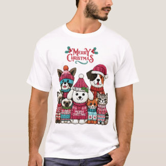 Julsällskapsdjur Knitting Stil T Shirt