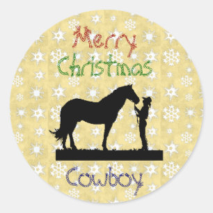 Julsamling Cowboy Horse Stickers Runt Klistermärke