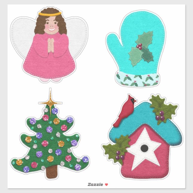 Julsamling Felt Titta på Cute Klistermärken (Ark)