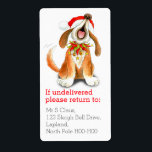 Julsångande hund returetiketter fraktsedel<br><div class="desc">Cute illustrerade jultomtetiketten. Anpassa med information om adress. Underbar för att skicka paket och kort över julklappar. Cute howling sång singing hund art av Sarah Trett.</div>