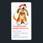Julsångande hund returetiketter fraktsedel<br><div class="desc">Cute illustrerade jultomtetiketten. Anpassa med information om adress. Underbar för att skicka paket och kort över julklappar. Cute howling sång singing hund art av Sarah Trett.</div>