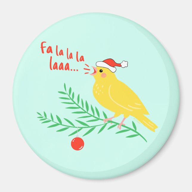 JulSångande Kanariefågel Magnet (Framsidan)
