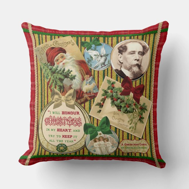 JulsångCharles Dickens traditionell pläd Kudde (Framsida)