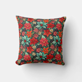 Julsäsongen Boho Poinsettia Design Kudde