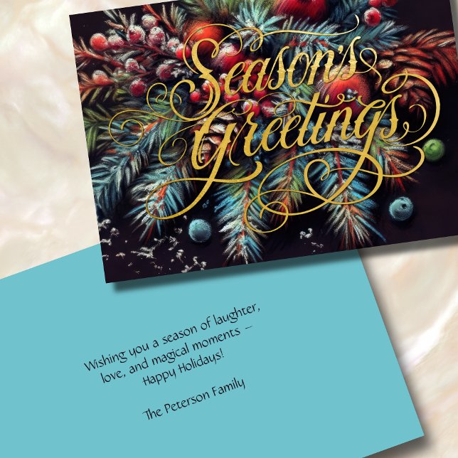 Julsäsongen Chalk Teckning Blommigt Greetings Helgkort (Skapare uppladdad)