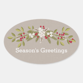 Julsäsongen i helgdag Garland Ovalt Klistermärke