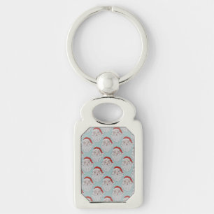 Julsäsongen Jultomten Keychain Rektangulärt Silverfärgad Nyckelring
