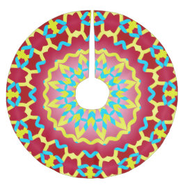 Julsäsongen röd gult teal klassisk mönster julgransmatta borstad polyester