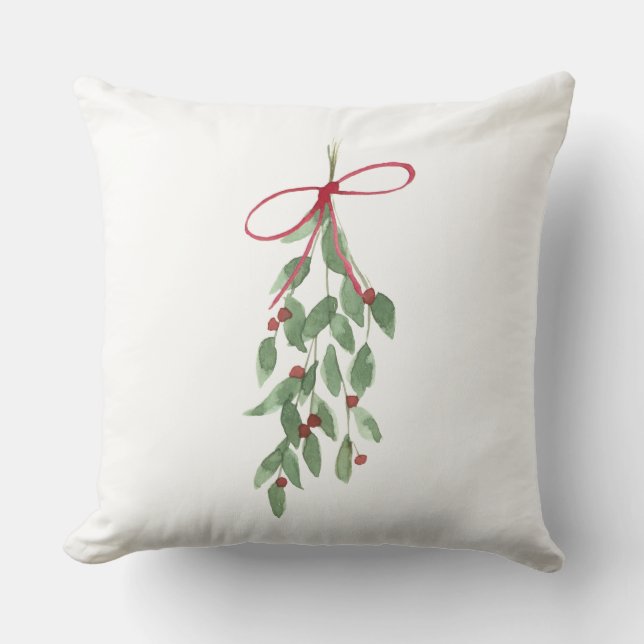 Julsäsongen Watercolor Mistletoe Kudde (Framsida)