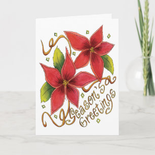 Julsäsongens hälsningar med Poinsettias Helgkort
