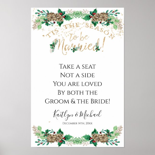 Julsätet Bröllop Holly Guld, helgsäte, inte sida Poster (Framsidan)