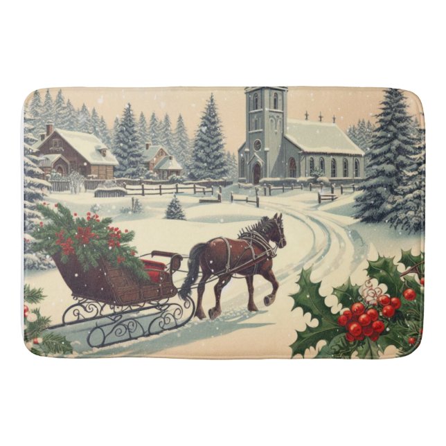Julscen i klassisk/nostalgisk stil  badrumsmatta (Framsidan)
