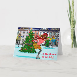 Julscen (Skridskoåkning) Fällbart julkort Kort