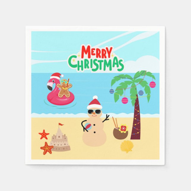 Julscen vid stranden pappersservett (Framsidan)