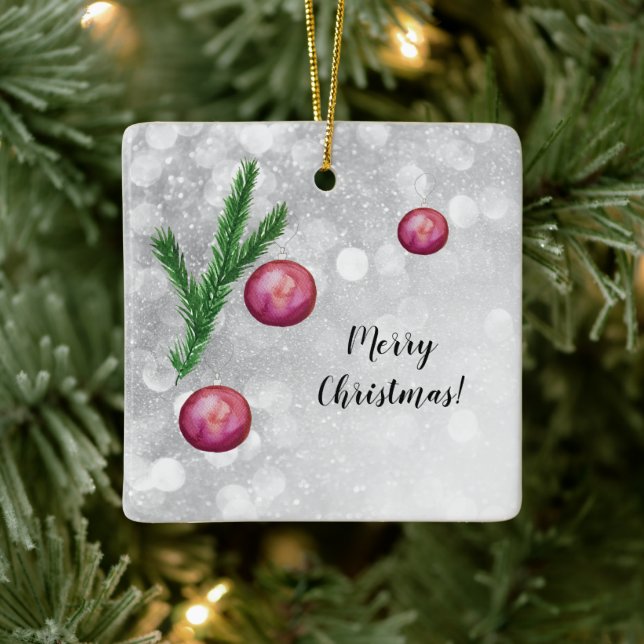 Julscenen Grenar och Bollar vattenfärg Julgransprydnad Keramik (Träd)