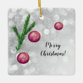 Julscenen Grenar och Bollar vattenfärg Julgransprydnad Keramik