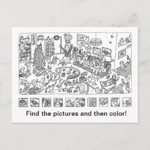 Julscenen Hitta och Färg Helg Vykort